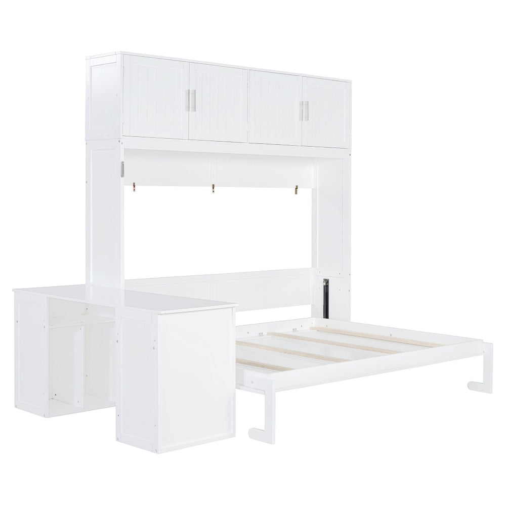 English Elm Queen Murphy Bed With Desk & Storage Shelves - Versatile, Space-Saving Solution For Modern Homes N820S10034K-GIGA