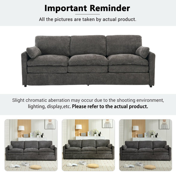 English Elm 101.2" Modular Chenille Sectional Sofa with Tufted Cushions and Deep Seating for Living Room Grey N719S001922E