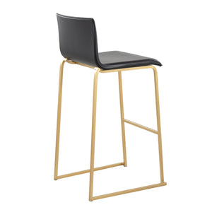 English Elm Mara Modern Barstools Set Of 2 In Luxe Black Faux Leather & Gold Steel For Stylish Spaces B202P222229