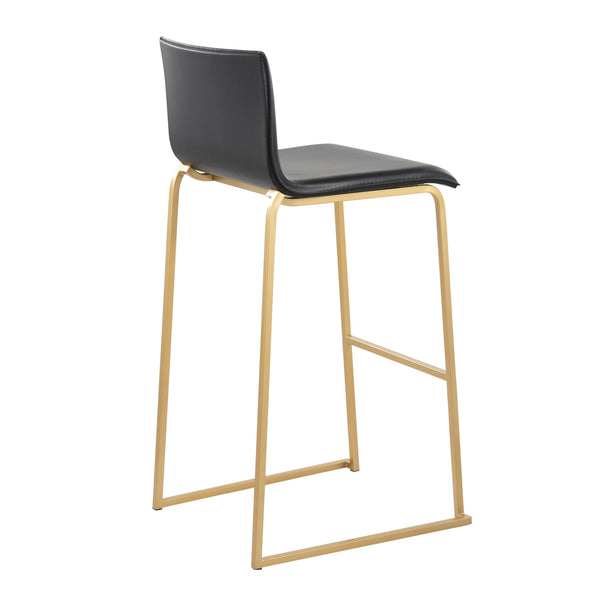 English Elm Mara Modern Barstools Set Of 2 In Luxe Black Faux Leather & Gold Steel For Stylish Spaces B202P222229