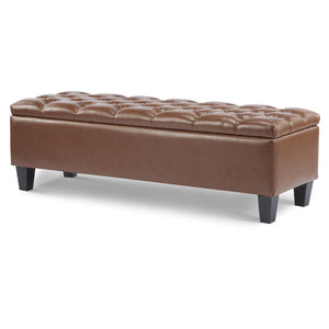 English Elm Christopher Knight Home® - Ottoman tufted storage bench with boucle cushion, diamond stitch elegance, soft-close lid, sturdy legs Brown N779P294331B