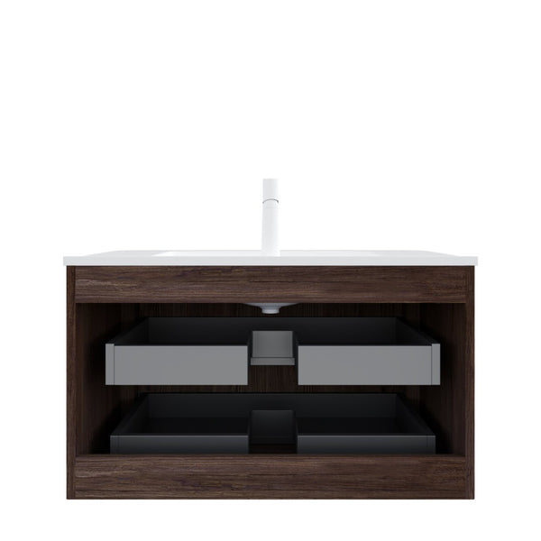 English Elm Noor Floating Bathroom Vanity 36 Inch Plywood Cabinet Walnut Finish Ceramic Basin W2615P386402