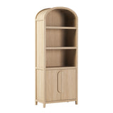 Chantelle Modern Arched Bookcase with Statement Wood Cabinet Pulls