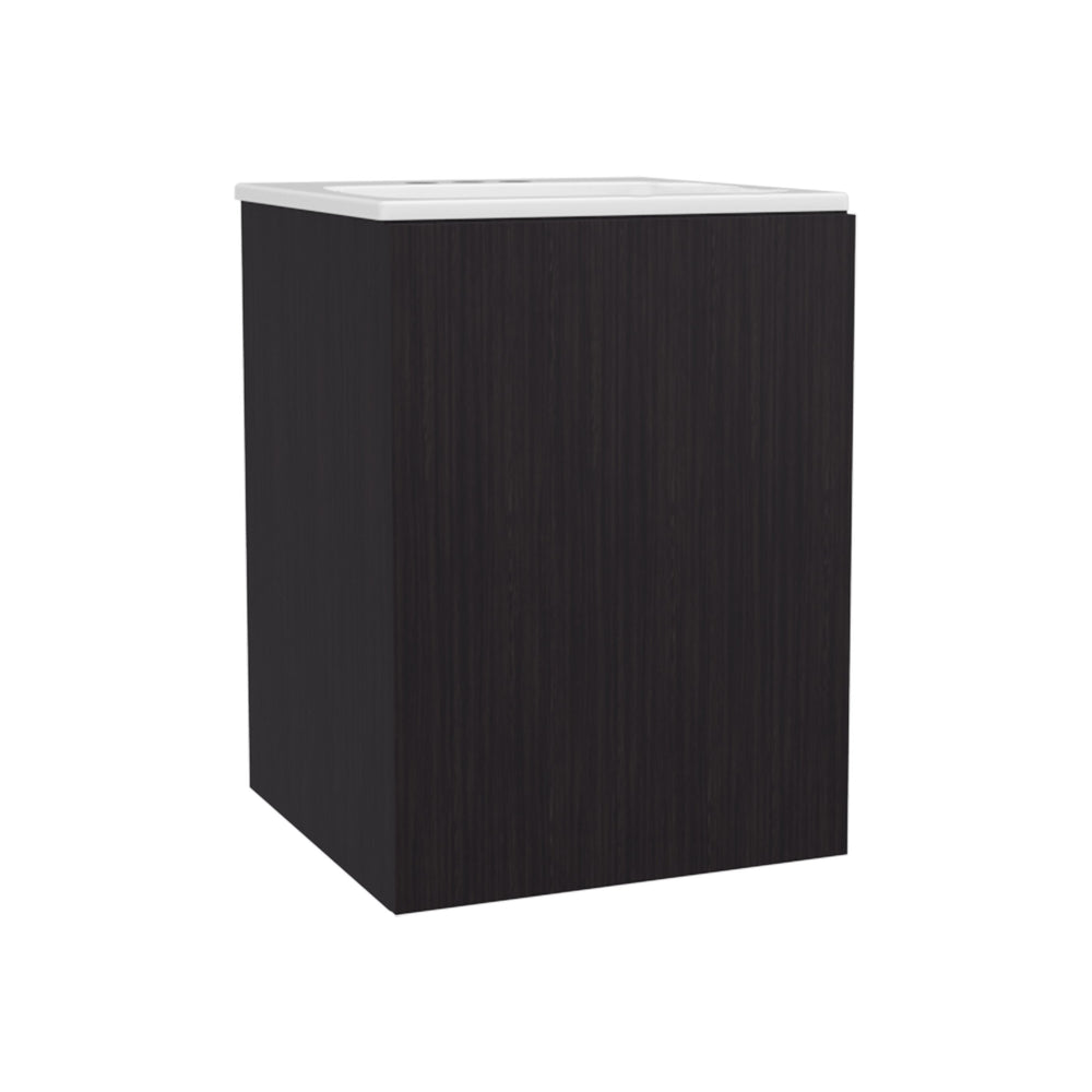 English Elm Colton Black Free-Standing Bathroom Vanity 45cm – Compact Modern Sink Cabinet with Door & Open Shelf for Small Spaces B070S00400