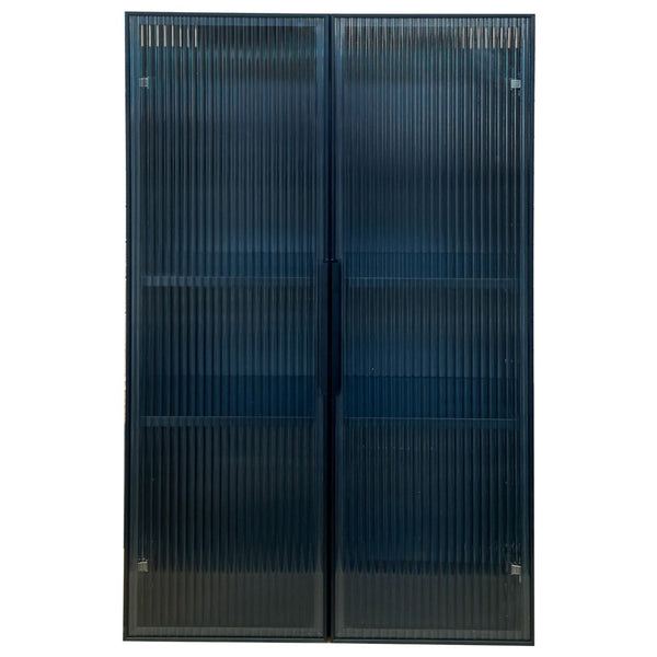 English Elm Wall Mounted Glass Door Cabinet Black Metal Frame Modern Storage for Bath or Kitchen W331P382347