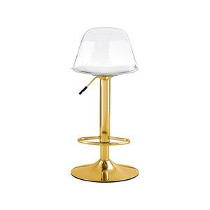 English Elm Modern Swivel Barstools Set of 2 with Clear Pet Back and Padded Pu Seat W1151P192280