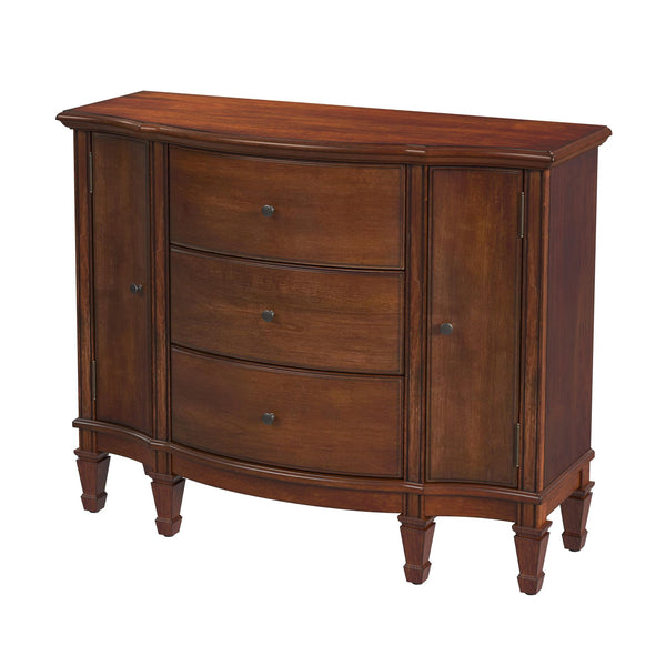Butler Specialty Sheffield Elegant Demilune Wood Accent Cabinet With 3 Drawers And 2 Doors For Timeless Storage Medium Brown Poplar,Resin,Cherry Veneer,Fiberboard,Metal Knobs,Felt 674011-butler