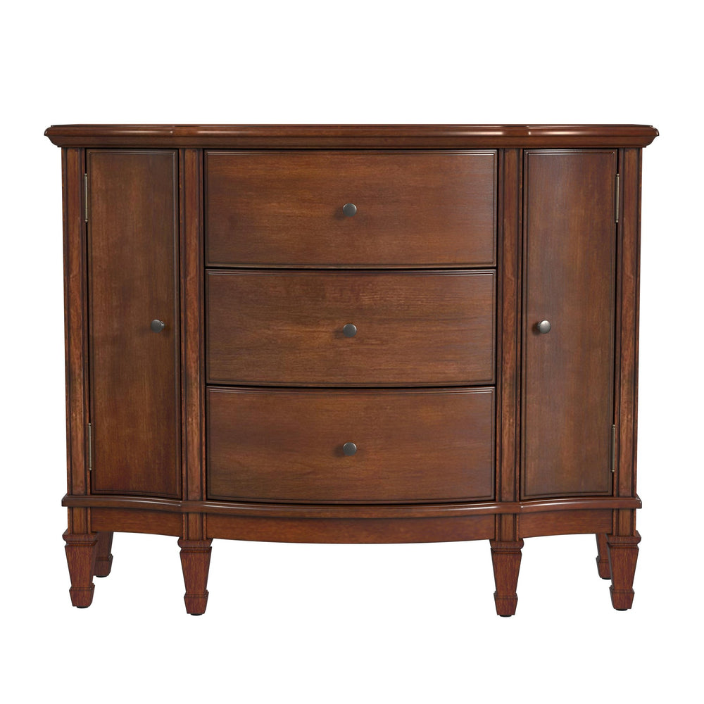 Butler Specialty Sheffield Elegant Demilune Wood Accent Cabinet With 3 Drawers And 2 Doors For Timeless Storage Medium Brown Poplar,Resin,Cherry Veneer,Fiberboard,Metal Knobs,Felt 674011-butler