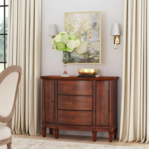 Butler Specialty Sheffield Elegant Demilune Wood Accent Cabinet With 3 Drawers And 2 Doors For Timeless Storage Medium Brown Poplar,Resin,Cherry Veneer,Fiberboard,Metal Knobs,Felt 674011-butler