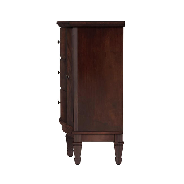 Butler Specialty Sheffield Elegant Demilune Wood Accent Cabinet With 3 Drawers And 2 Doors For Timeless Storage Dark Brown Poplar,Resin,Cherry Veneer,Fiberboard,Metal Knobs,Felt 674024-butler