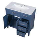 English Elm 36" Bathroom Vanity With Sink Combo, Blue Bathroom Cabinet With Drawers, Solid Frame and Mdf Board