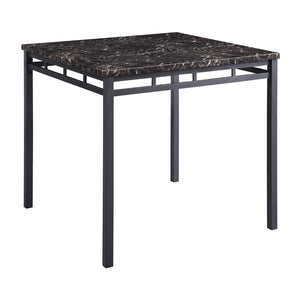 English Elm 5-piece Counter Height Dining Set Faux Marble Top Black Metal Frame Seats Four B011P474221