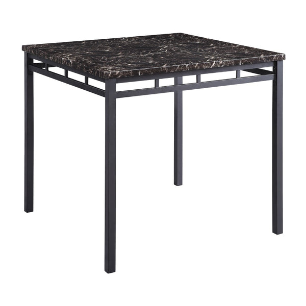 English Elm 5-piece Counter Height Dining Set Faux Marble Top Black Metal Frame Seats Four B011P474221