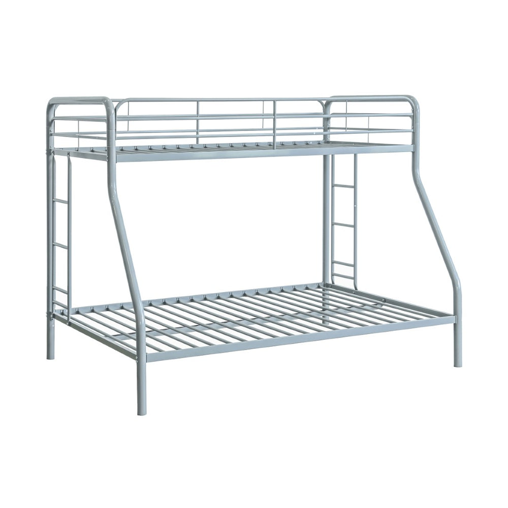 English Elm Metal Twin Over Full Bunk Bed Steel Frame with Guardrails for Kids or Guest Rooms Silver B016P469264