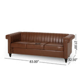 Christopher Knight Home® - Noble House - Drury Contemporary Channel Stitch 3 Seater Sofa With Nailhead Trim