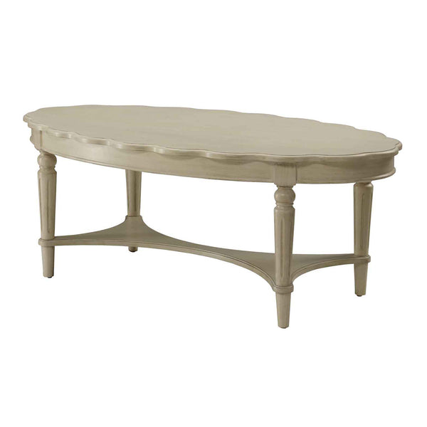 English Elm Antique White Coffee Table With Elegant Open Shelf For Stylish Living Room Décor & Organization B062P189203