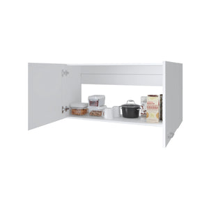 English Elm White Wall Kitchen Cabinet 2-Door with Open Shelf, Space-Saving 39.4" Wide White Finish Organizer B062P303930