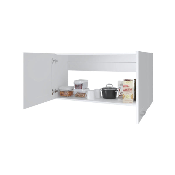 English Elm White Wall Kitchen Cabinet 2-Door with Open Shelf, Space-Saving 39.4" Wide White Finish Organizer B062P303930