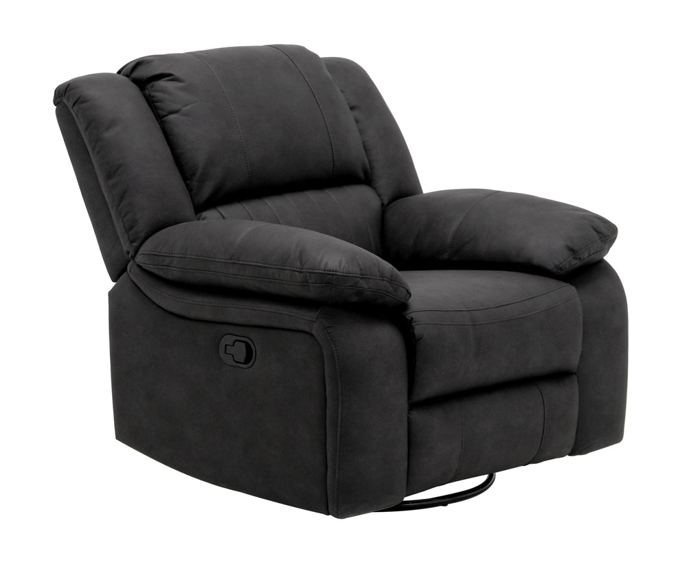 English Elm Wallace & Bay - Black Swivel Gliding Recliner in Licorice Fabric — Contemporary, Easy-Care Comfort with Smooth Motion and Compact Profile B361P384412