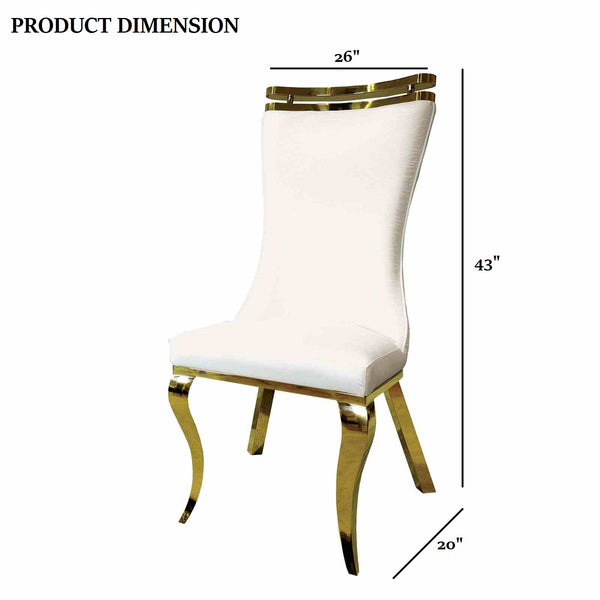 English Elm White Modern Upholstered Side Chair with Gold Legs, Tiger Print Accent, Comfortable Dining Seating White 38 L x 27 W x 22 H B2741S00725