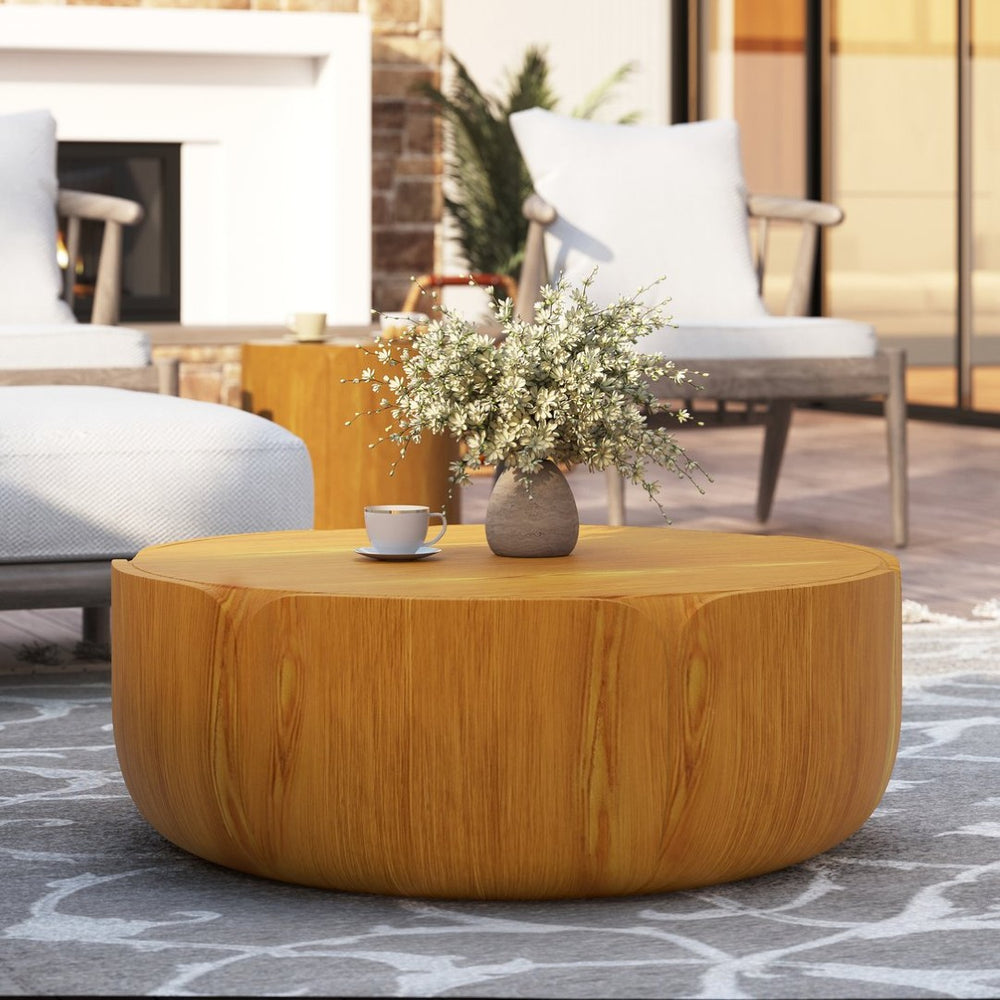 English Elm 35.43" Square Mgo Cement Coffee Table Weatherproof Indoor Outdoor Low Profile Modern Natural W757P387413