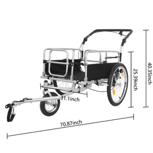 English Elm 3-in-1 Convertible Bike Cargo Trailer Steel Frame 110lb Capacity with Suspension W2932P289394