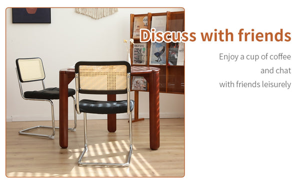 English Elm Dining Chairs Set of 4 Velvet Seat Woven Rattan Back Chrome Cantilever Frame Black W2105S00007