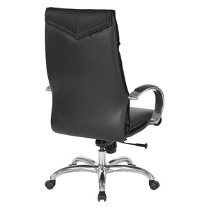 OSP Home Furnishings Deluxe Executive Top Grain Leather Office Chair with Lumbar Support and Chrome Arms High 8200