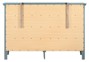 English Elm Elegant Teal Casual Dresser 39"H x 58"W x 18"D — Vibrant Teal Storage Cabinet, Durable Particleboard Finish B078108333