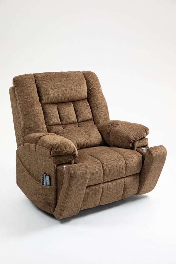 English Elm Power Lift Recliner modern velvet lift chair with remote, tufted wingback, ergonomic support, 350 lb capacity Brown W547S00066