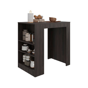 English Elm Kitchen Island with Three Open Shelves Compact Design for Small Apartments B092P474487