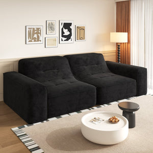 English Elm 83.6" Modern Modular Sectional Sofa with Tufted Sparkling Chenille, Deep Seat Comfort for Living Room Black W3219P365497