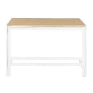 English Elm Roman Industrial Office Desk – White Metal Frame with Natural Bamboo Top, Sturdy Rustic Modern Workstation B202P223969