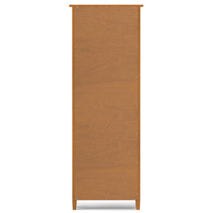 English Elm Warm Shaker 5 Shelf Bookcase Brown Pine - Handcrafted Solid Wood, Light Golden Finish, Adjustable Shelves B136P238605