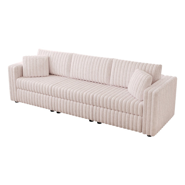 English Elm 106.3" Soft Modular 3-Person Sofa - Chic Light Pink Design For Comfort, Versatile Use & Easy Care! W1767S00018