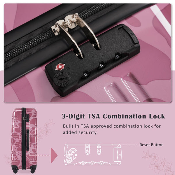 English Elm Hardshell Polycarbonate Luggage Set Three Piece Tsa Lock Spinner Travel Suitcases Pink Purple N732P306618H
