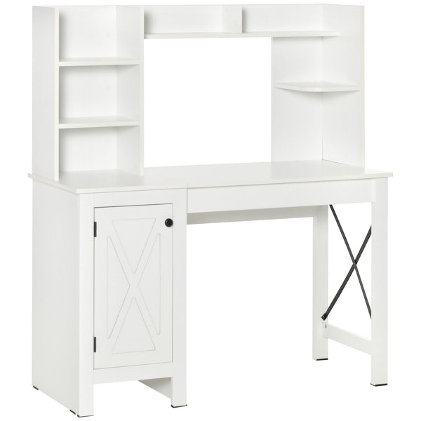 English Elm Homcom Farmhouse Computer Desk With Hutch & Cabinet – Stylish Storage For Home Office & Study Space W2225P217268