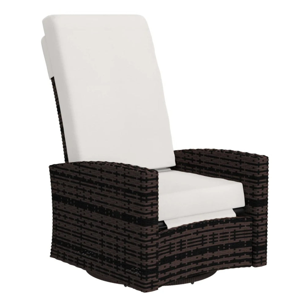 English Elm Swivel Recliner Outdoor Wicker Chair with Footrest Pe Rattan Patio Lounge Seat T3971P444282