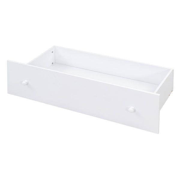 English Elm L-shaped Twin Loft Platform Bed with 7 Drawers Full Guardrails Kids White Pine LT000853AAK