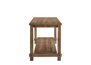 English Elm Martha Weathered Oak Counter Height Table with Open Storage Shelf, Solid Wood Veneer, 70 lb Top Load B2726P287571