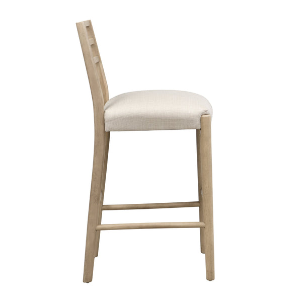 English Elm Christopher Knight Home® - BAR STOOL ladder-back farmhouse set of 2 with upholstered rubberwood seats, tapered legs, timeless charm Beige N771P339875A