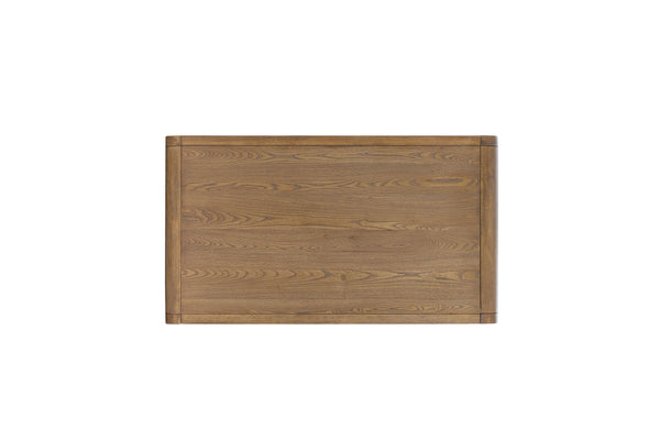 English Elm Waterfall Solid Wood Cocktail Table with Elm Veneer, Waterfall Sides & Metal Accents for Modern Living Room Light Brown 54 L x 32 W x 9 H B2699P238773