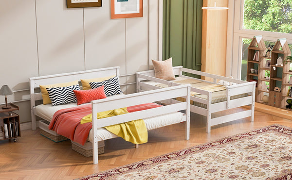 English Elm Wood Twin Xl Over Queen Bunk Bed With Ladder - Stylish Space-Saving Design For Kids & Guests! GX000446AAK-1-GIGA