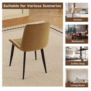 English Elm Modern PU Leather Dining Chairs with Carbon Steel Legs, Water‑Resistant, Stain‑Proof, 4-Pack for Home Brown W2699P338887