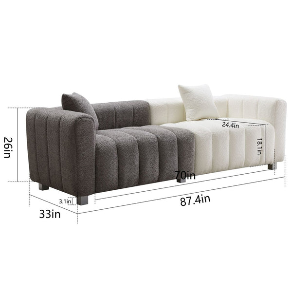 English Elm 87.4'' Bubble Velvet Three Seat Sofa with Metal Legs and Pillows for Modern Living W2795S00004