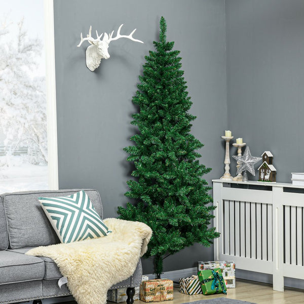 English Elm Homcom 7Ft Half Artificial Christmas Tree - Space-Saving Holiday Décor With 520 Lifelike Branches W2225P229610