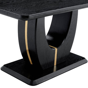 English Elm Modern Mdf Dining Table Seats Six with U-shaped Legs for Minimalist Interiors Black W1151S04162
