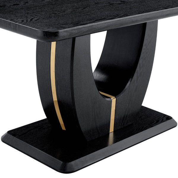 English Elm Modern Mdf Dining Table Seats Six with U-shaped Legs for Minimalist Interiors Black W1151S04162