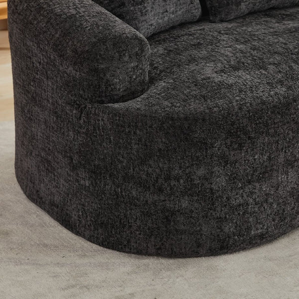 English Elm Curved Chenille Loveseat with Memory Foam Seating and Three Pillows for Compact Spaces Black W1752P361565