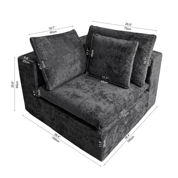 English Elm Wi-010-grey-lr Corduroy Modular Sectional with Reversible Chaise for Modern Living W3819P405020